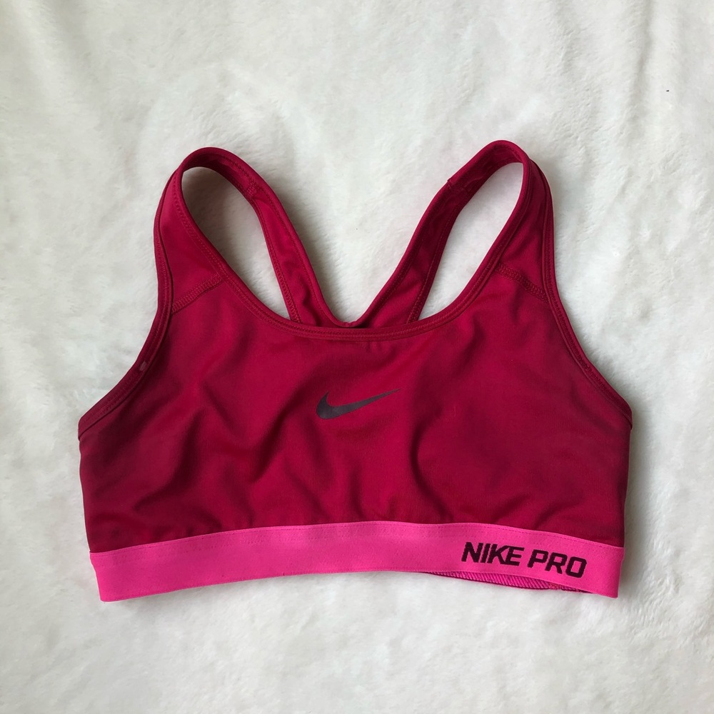Pink Nike sports bra